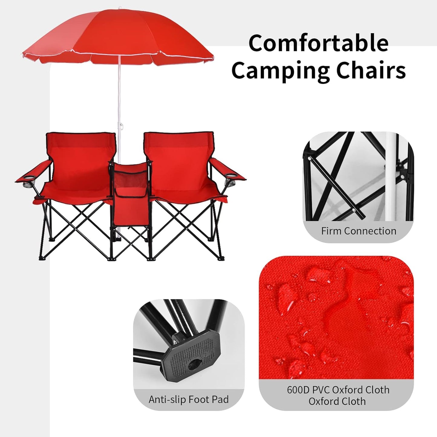 Goplus Silla de campamento doble con paraguas