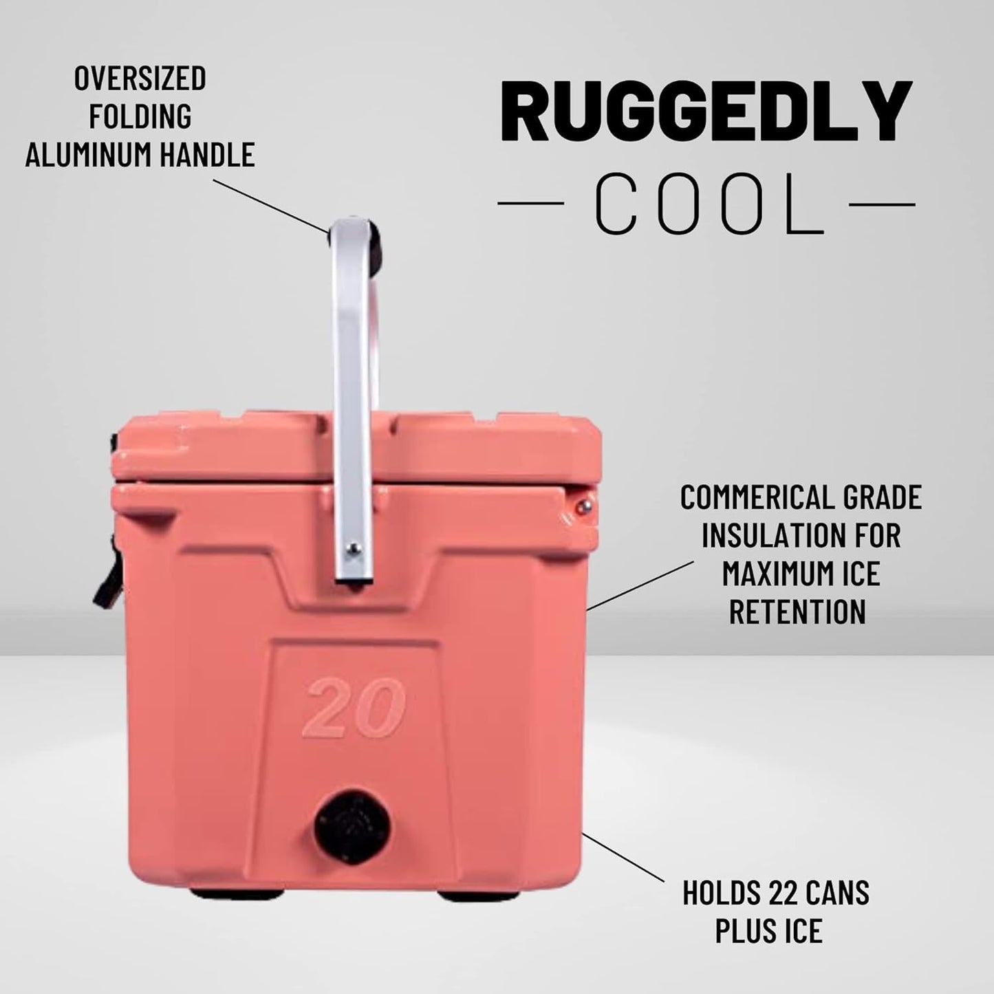 CAMP-ZERO Baúl de hielo duro portátil de 20L-21.6 cuartos de galón