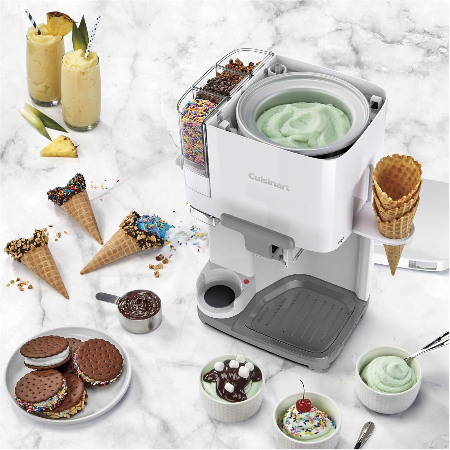 Máquina de mezcla para hacer un cuarto y medio de helado de crema Cuisinart ICE