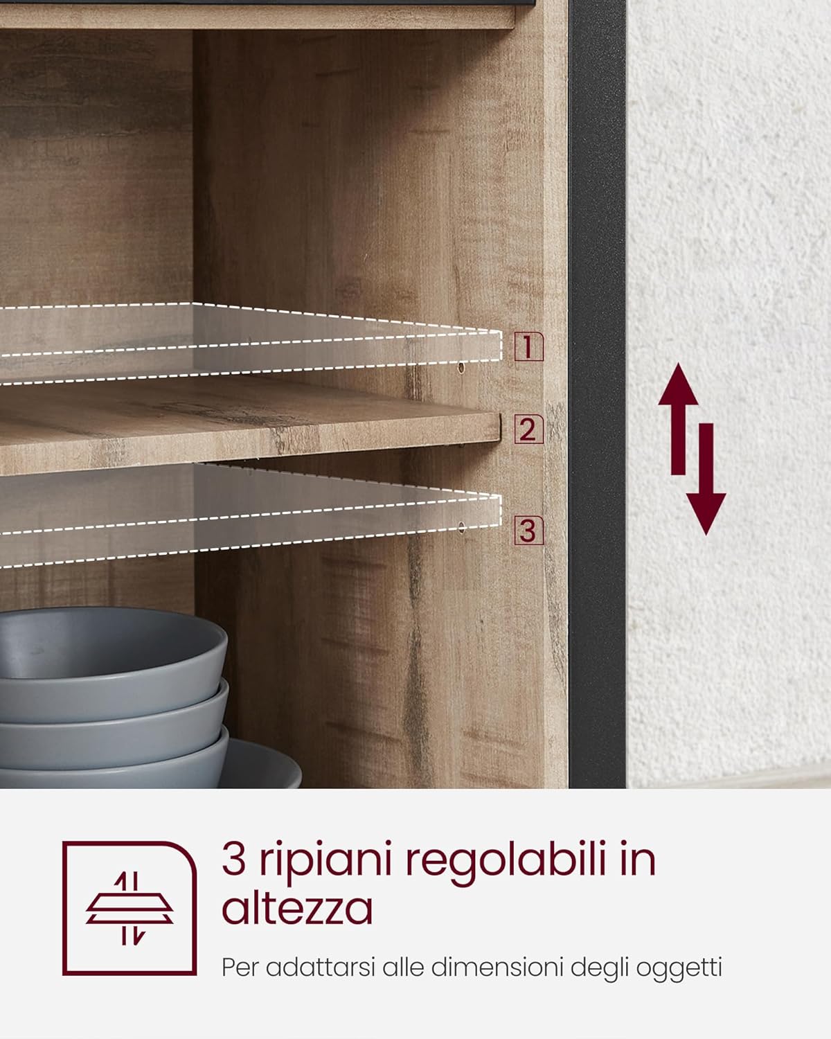 A VASAGLE Aparador, mueble de cocina, armario organizador