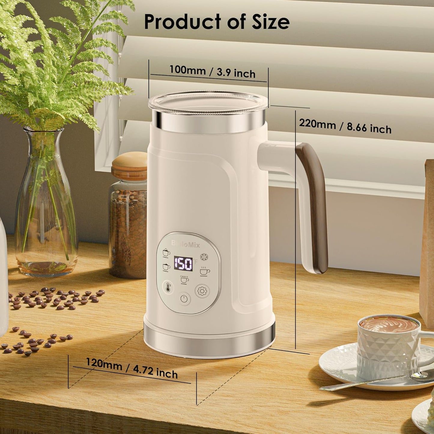 BioloMix Espumador eléctrico de leche 4 en 1