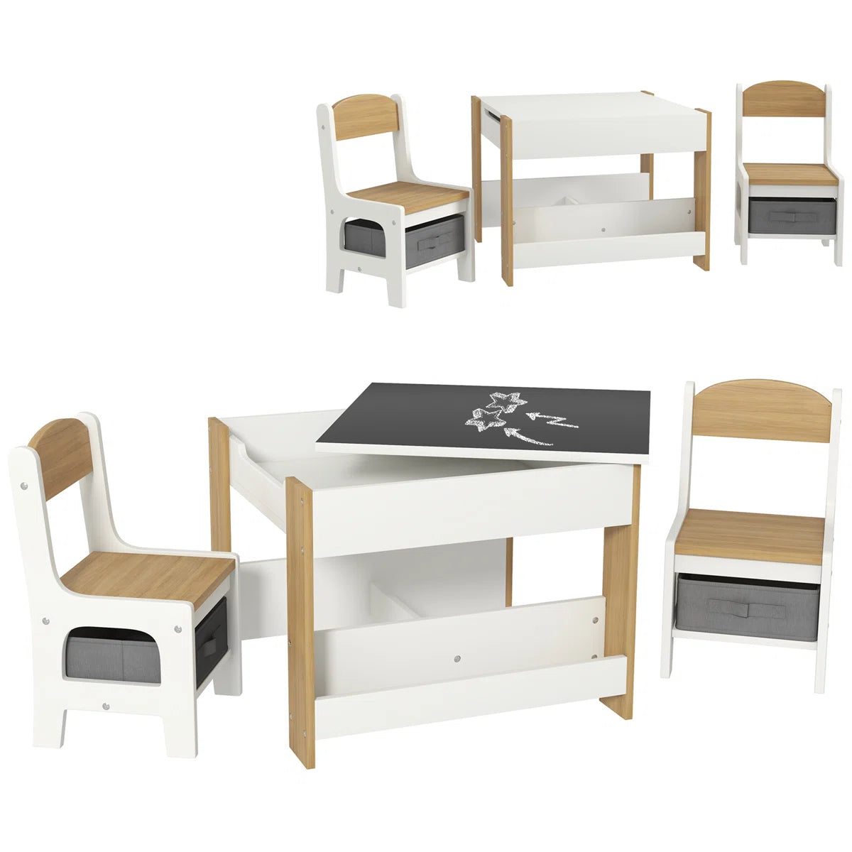 Juego de Mesa y 2 Sillas Infantiles Mesa con Sillas para Niños 2 en 1