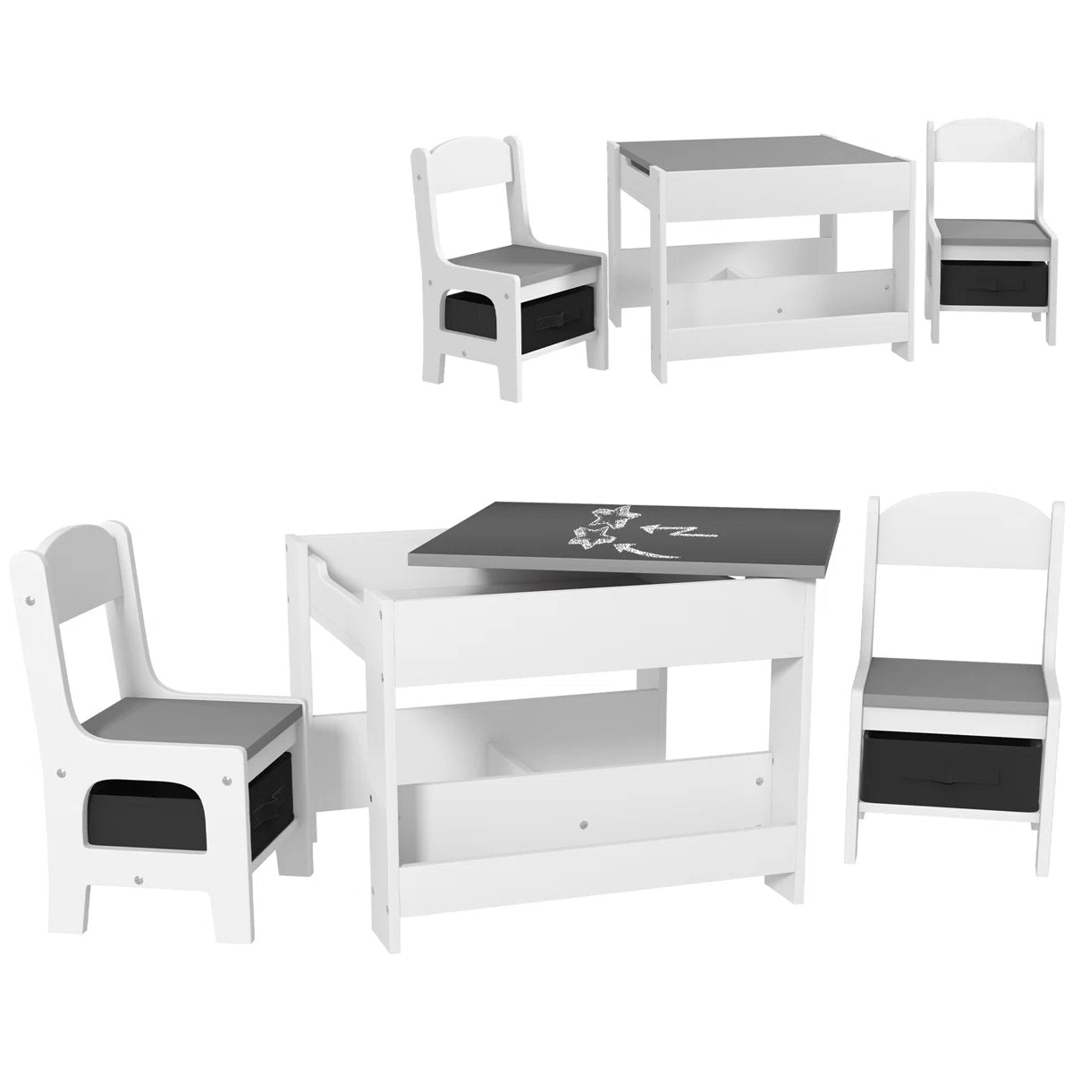 Juego de Mesa y 2 Sillas Infantiles Mesa con Sillas para Niños 2 en 1