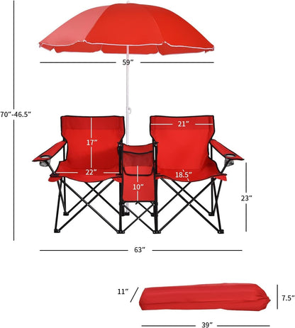Goplus Silla de campamento doble con paraguas