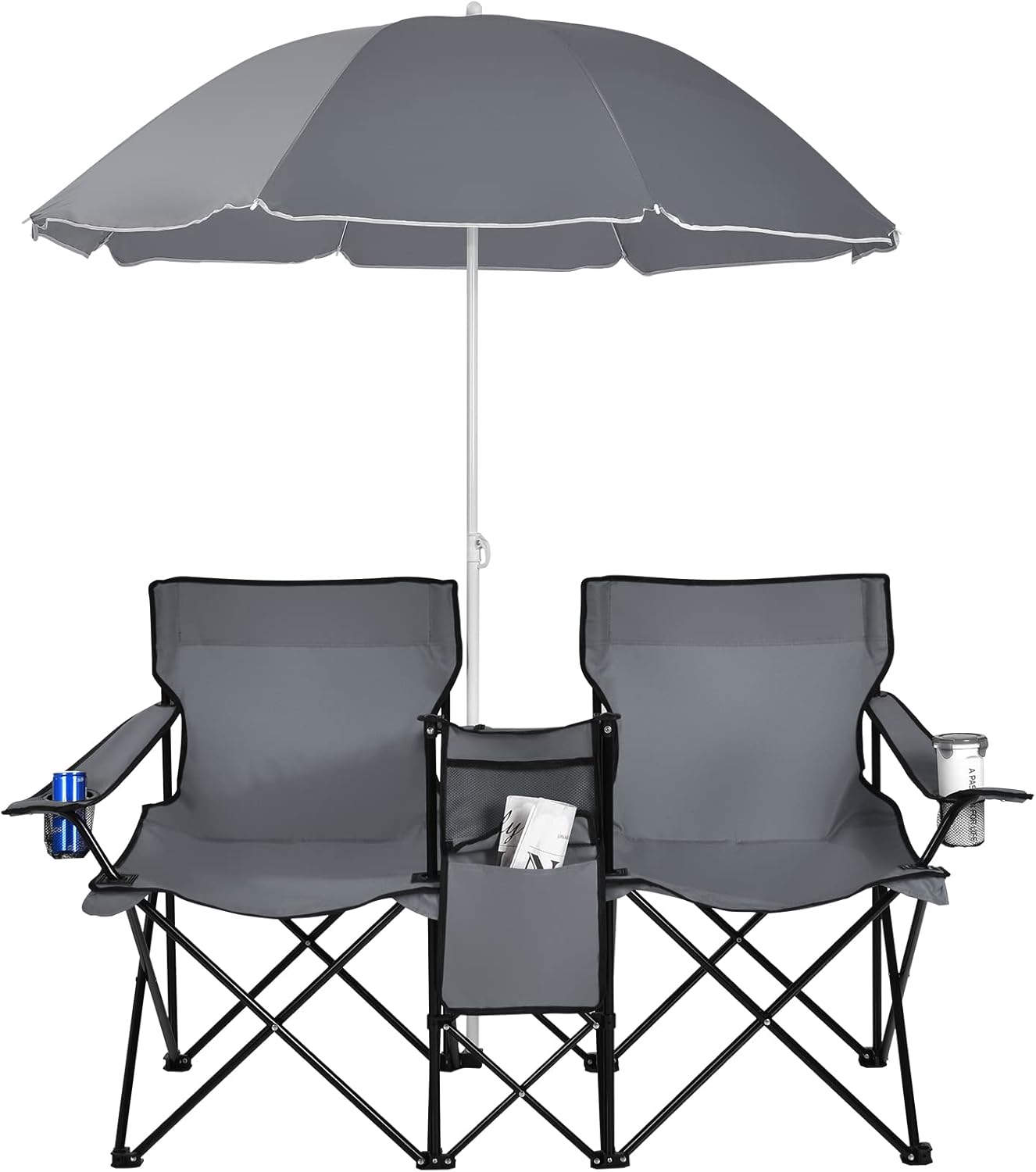 Goplus Silla de campamento doble con paraguas