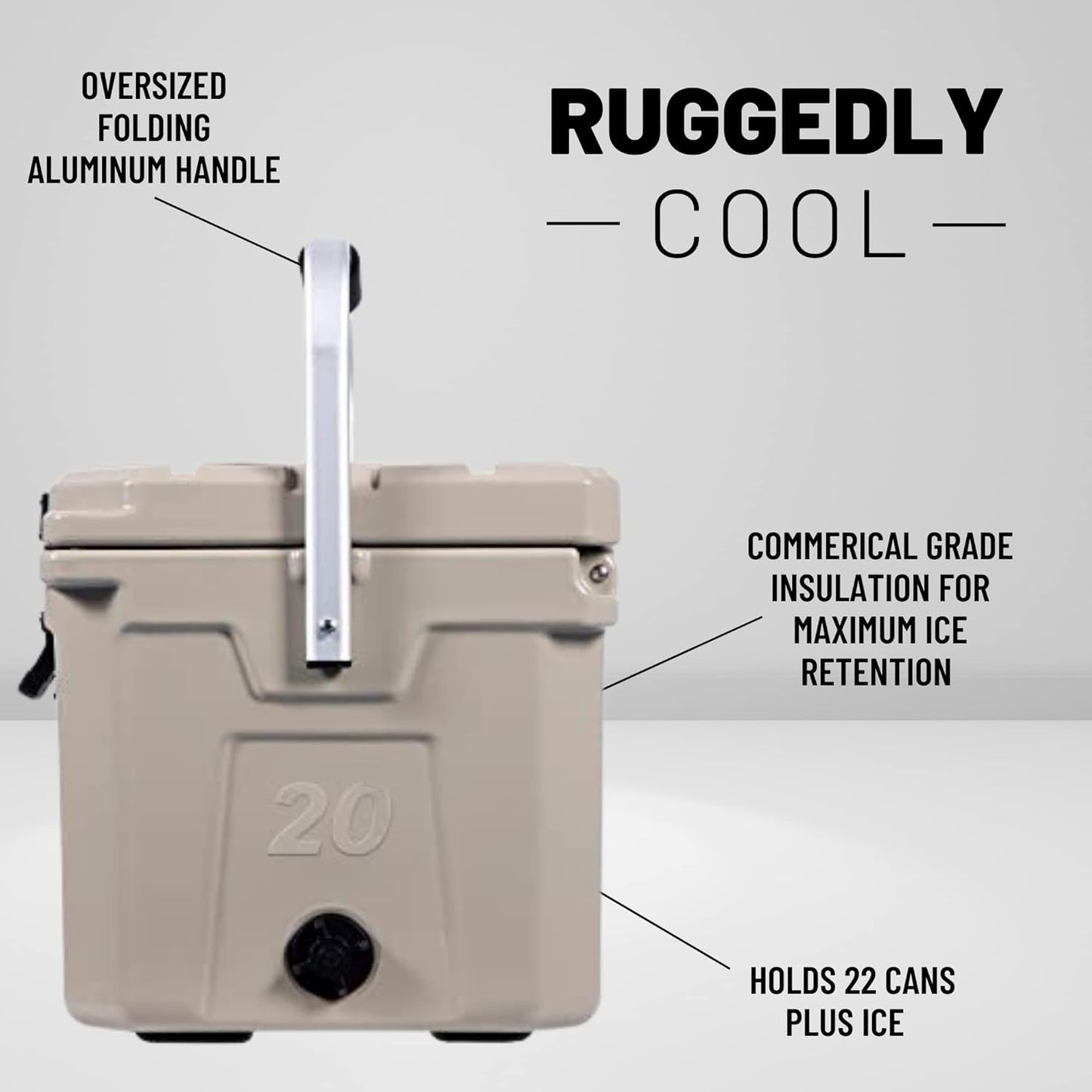 CAMP-ZERO Baúl de hielo duro portátil de 20L-21.6 cuartos de galón