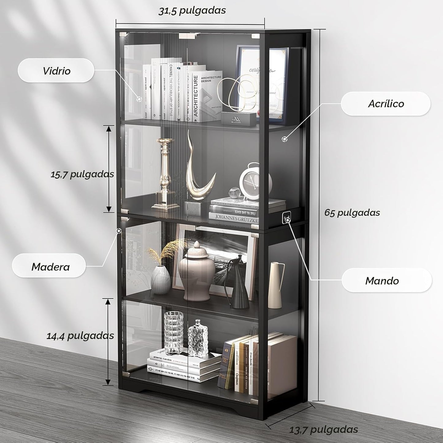 H Vitrina con puertas de cristal