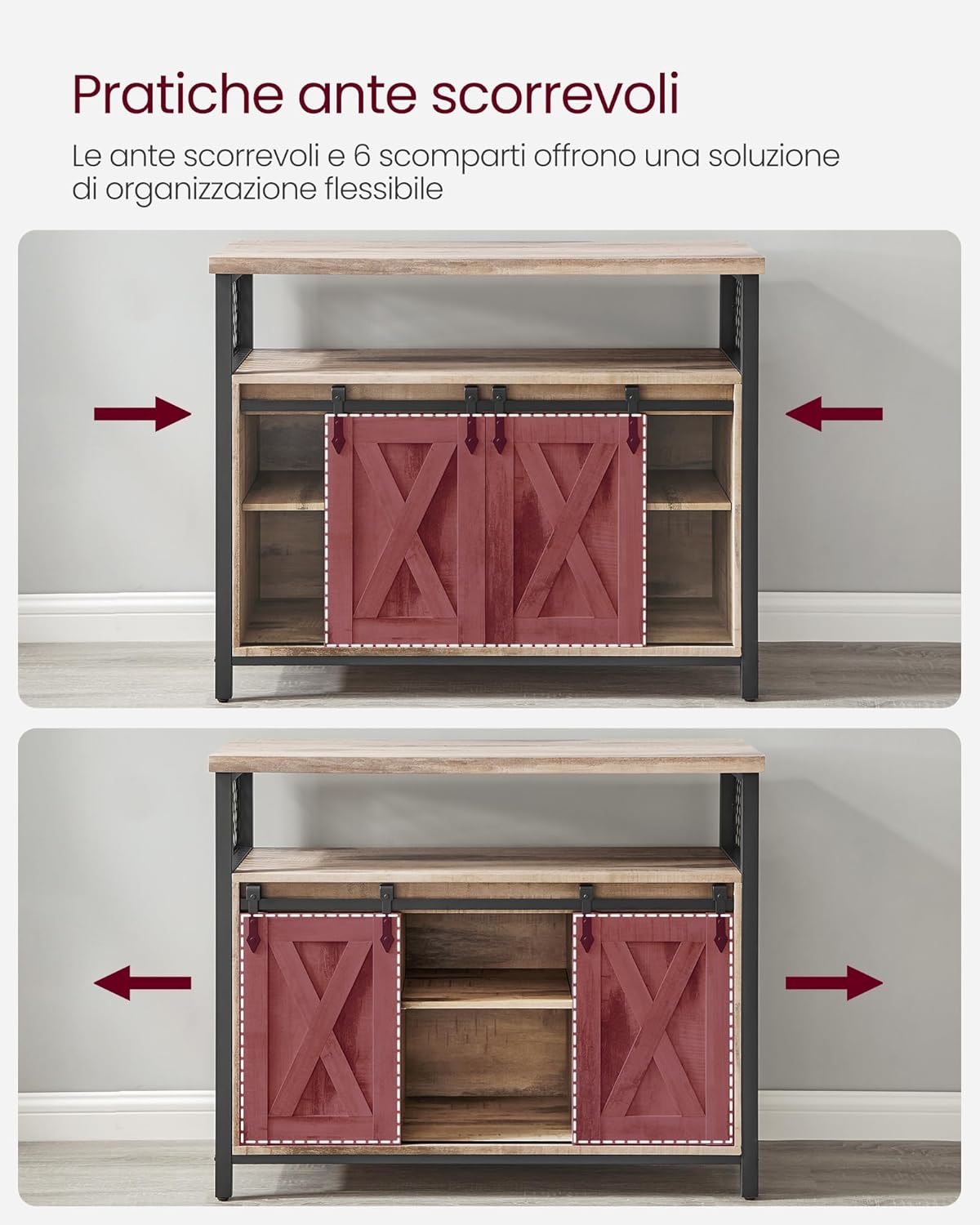 A VASAGLE Aparador, mueble de cocina, armario organizador