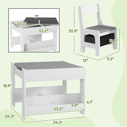 Juego de Mesa y 2 Sillas Infantiles Mesa con Sillas para Niños 2 en 1