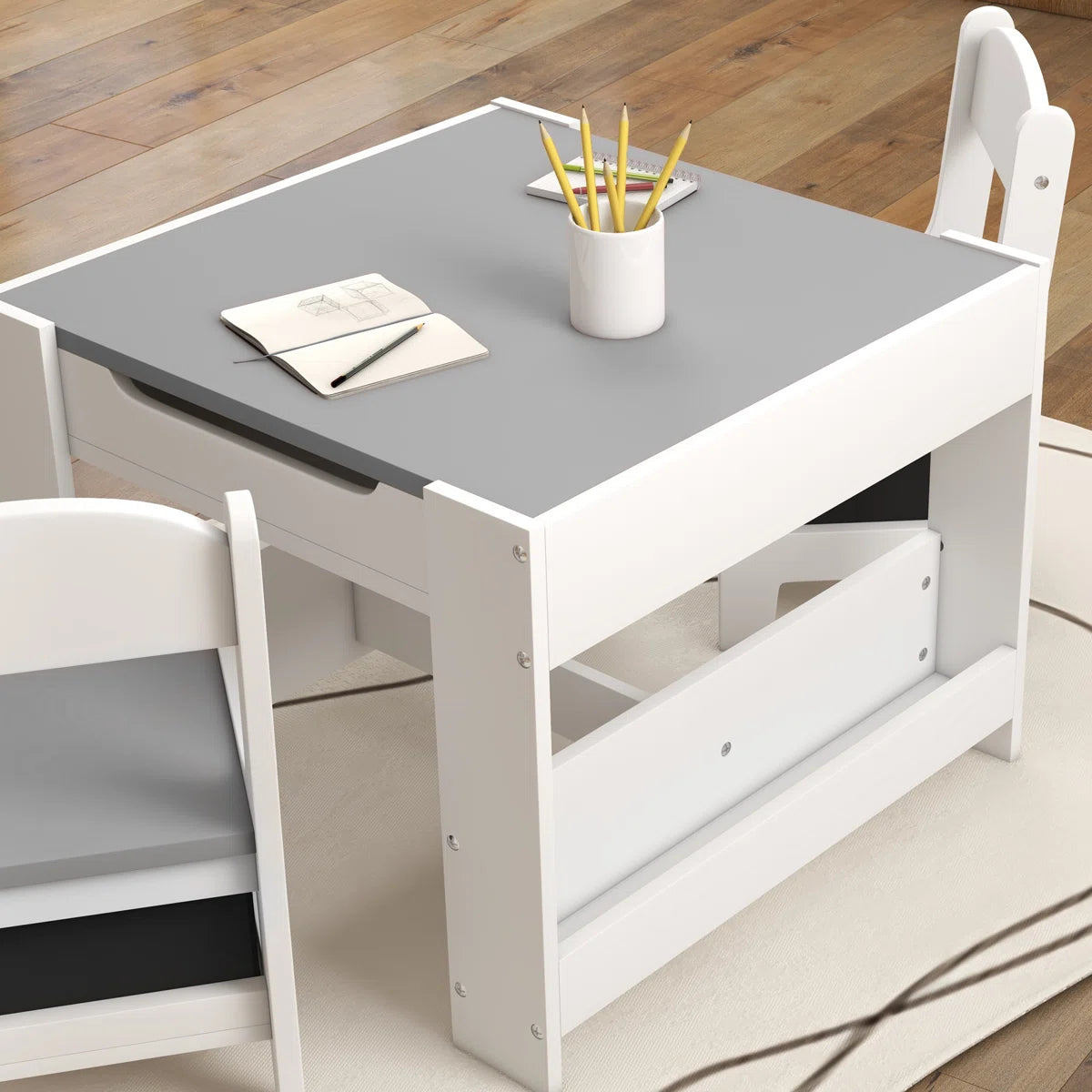 Juego de Mesa y 2 Sillas Infantiles Mesa con Sillas para Niños 2 en 1